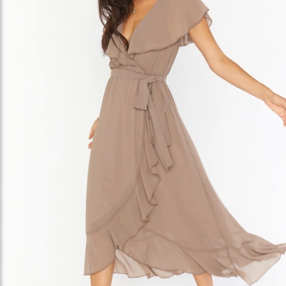 Jess Ruffle Midi Dress - Dune - Medium - Picture 1 of 5